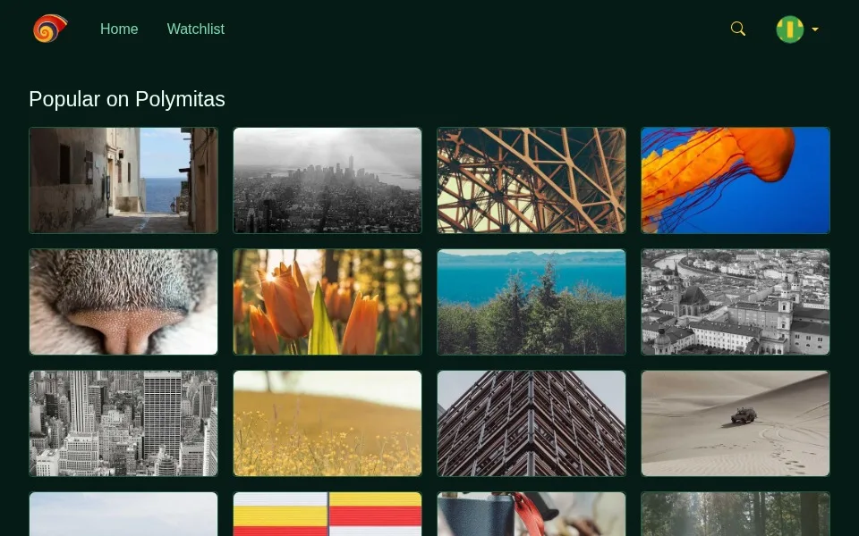 A full collection grid of thumbnails, Emerald theme