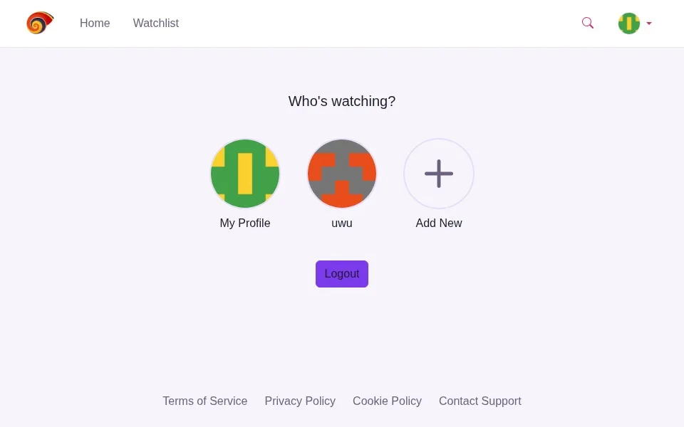 The who's watching profile picker screen, Nova light theme