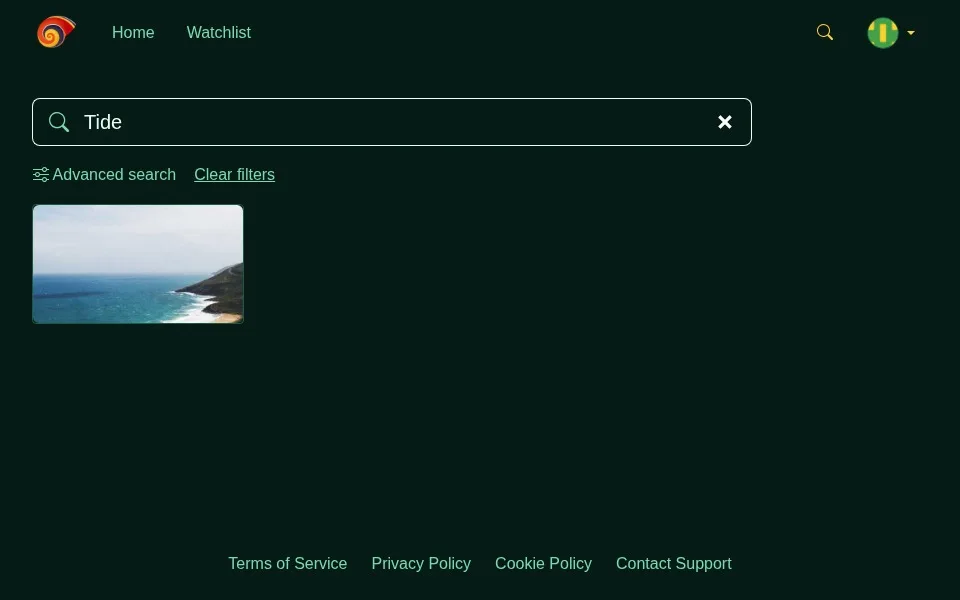 Search results page with a real query and thumbnail, Emerald theme