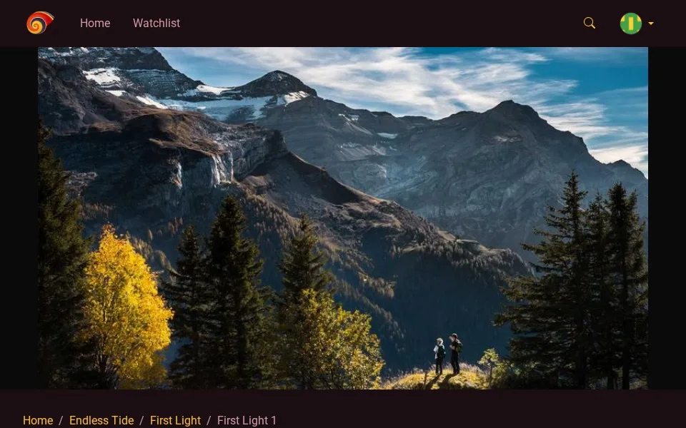 The watch page with video poster, Sunset theme